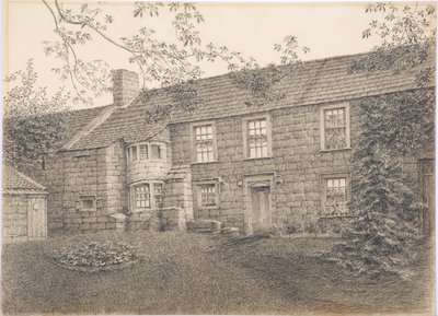 Casa antiga em Corby, Northumberland, c.1916 (carvão no cartão) de Daniel Oliver