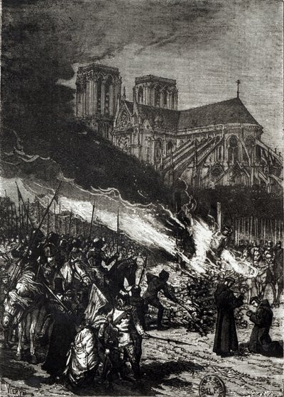 Queima dos Templários, ilustração de "A História da França" por Jules Michelet (1798-1874) de Daniel Urrabieta Vierge