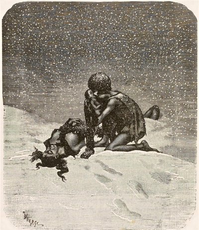 O homem que ri - Gwynplaine e a pequena Dea, de Daniel Vierge de Daniel Vierge