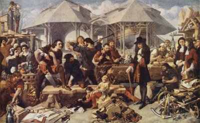 Pedro, o Grande, no Deptford Dockyard, Londres de Daniel after Maclise