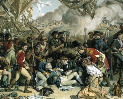 A morte de Nelson, detalhe do andar inferior da vitória, 1863-65 de Daniel after Maclise