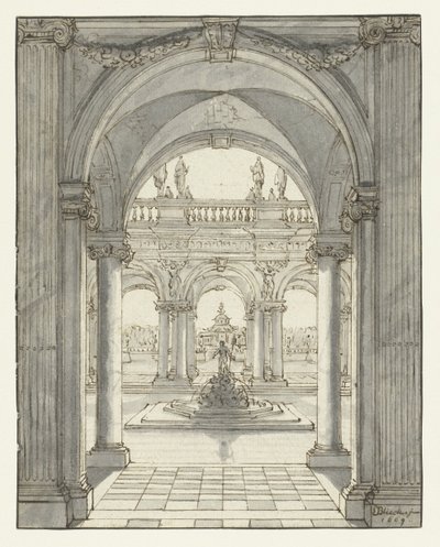 Praça em frente de um palácio renascentista de Daniel de Blieck