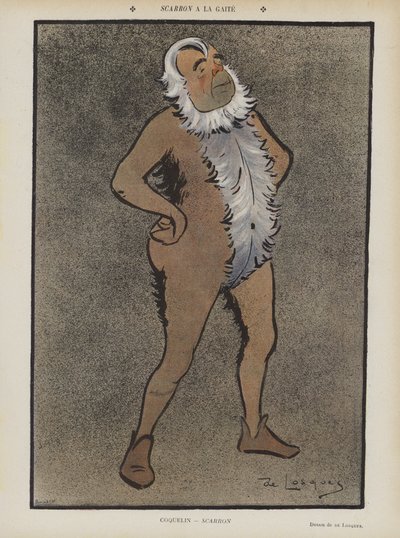 Ator francês Benoit-Constant Coquelin em Scarron no Theatre de la Gaite. Ilustração para o riso de Daniel de Losques