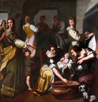Vida da Virgem: "O Nascimento de Maria" Pintura de Daniele Crespi (1598-1630) Museo della Basilica di Santa Maria Assunta, Gallarate, Itália de Daniele Crespi