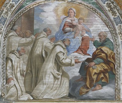 A Madonna e a criança aprovando a Ordem Carthusiana de Daniele Crespi