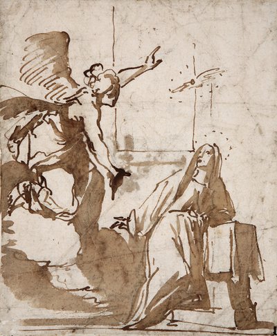 A Preparação do Desenho de Anunciação de Daniele Crespi (1598-1630) Colecção Marcora do século XVII de Daniele Crespi