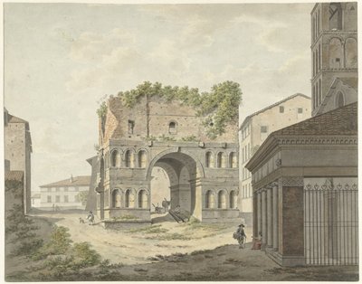 O arco de quadrifons de Janus e parte do S. Giorgio em Velabro em Roma de Daniël Dupré