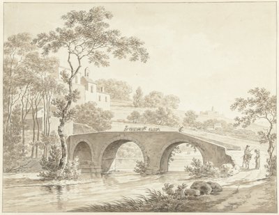 A ponte sobre o Tibre em Narni na Campagna Romana de Daniël Dupré