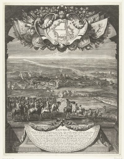 Conquista de Maastricht pelos franceses em 30 de Junho de 1673
Mastrich (título sobre o objecto)
Grandes Conquêtes du Roi (título da série) de Daniël Marot (I)