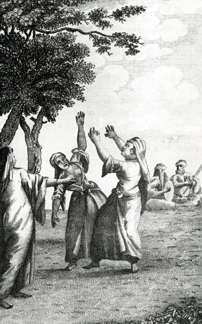 Meninas Dançantes no Egito, tiradas de Niebuhrs Viaja pela Arábia e outros países do Oriente, em 1792 de Danish School