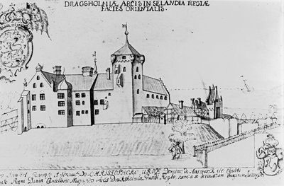 Dragsholm Castle, Sealand (caneta e tinta no papel) de Danish School