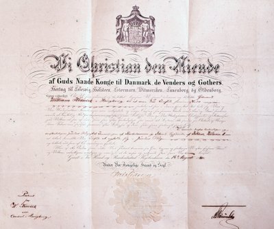 Patente assinada por Christian IX da Dinamarca que nomeou William Keswick como cônsul dinamarquês em Hong Kong, China, 1880 de Danish School