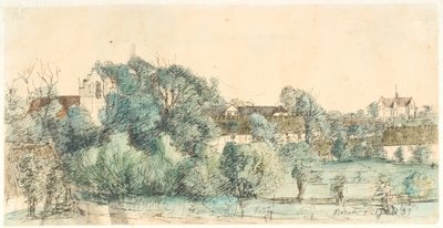Vista para o vicariato e igreja de Ørbæk de Dankvart Dreyer