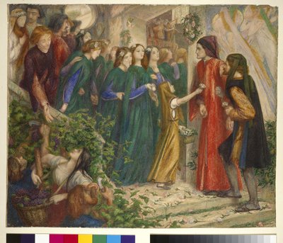 Beatrice reunião dante em uma festa de casamento nega-lhe sua saudação, de 1860 de Dante Gabriel Charles Rossetti