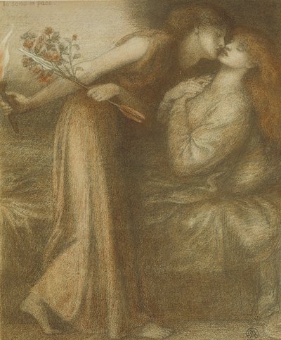 O sonho de Dantes no dia da morte de Beatrice Io dorme em ritmo, 1875 de Dante Gabriel Charles Rossetti