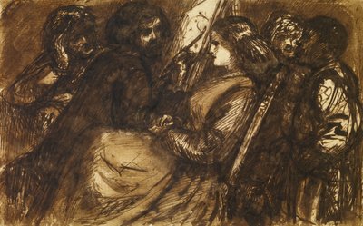 Pintura de Giorgione, c.1853 (caneta e tinta castanha e lavagem de tinta sobre papel) de Dante Gabriel Charles Rossetti