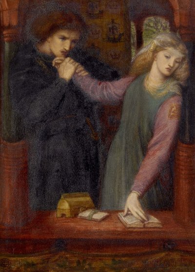 Hamlet e Ophelia, 1866 (aquarela e goma arábica no papel) de Dante Gabriel Charles Rossetti
