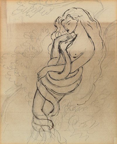 Lady Lilith, c. 1869 (lápis, caneta e tinta castanha sobre papel) de Dante Gabriel Charles Rossetti