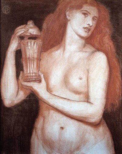 Pandora (giz sobre papel) de Dante Gabriel Charles Rossetti