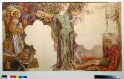 A Visão de Sir Lancelot, estudo para a pintura a fresco na União de Oxford de Dante Gabriel Charles Rossetti