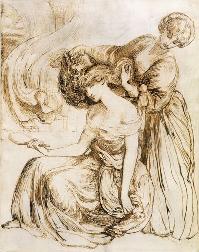 Estudo para a canção da morte de Desdêmona: Otelo, Ato IV, Sc. III, de Dante Gabriel Charles Rossetti