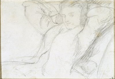 Estudo de uma senhora sentada, 1860 (grafite sobre papel) de Dante Gabriel Charles Rossetti