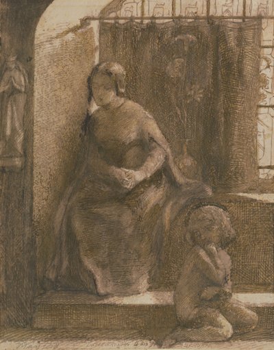 O Sol Pode Brilhar A Ficarmos Frios, 1848 (caneta e tinta marrom no papel) de Dante Gabriel Charles Rossetti