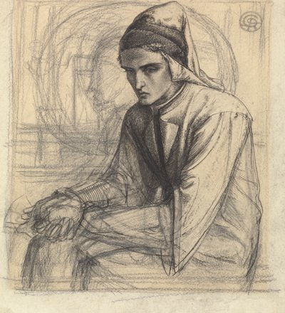 Dante em Meditação Detendo uma romã de Dante Gabriel Rossetti