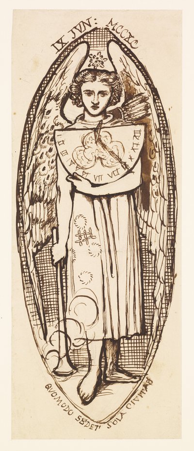 Dantis Amor - Estudo do Amor com um relógio de sol e uma lanterna de Dante Gabriel Rossetti