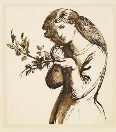 Feminino - Estudo de uma rapariga a comer cerejas de Dante Gabriel Rossetti