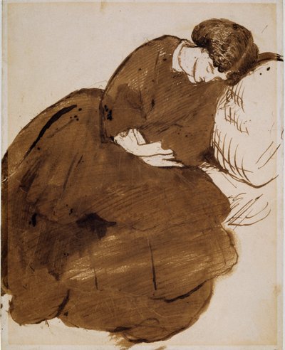 Retrato de Jane Morris a dormir num sofá de Dante Gabriel Rossetti