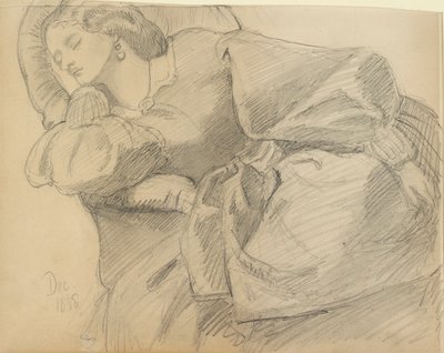 Ruth Herbert dormindo, 1858 de Dante Gabriel Rossetti