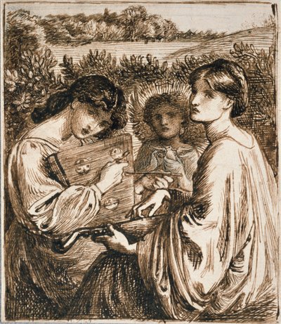 Estudo para o Bower Meadow, final do século 19 de Dante Gabriel Rossetti