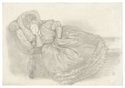 Estudo de Fanny Cornforth, adormecida numa chaise longue de Dante Gabriel Rossetti