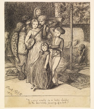 Dançar agilmente no aposento de uma dama ao lascivo deleite de um alaúde de Dante Gabriel Rossetti
