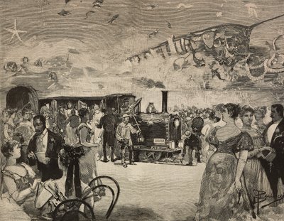 Festa de Carnaval no Clube Artístico Internacional (Circolo Artistico) de Roma, Itália, gravura após desenho de Dante Paolocci, de L