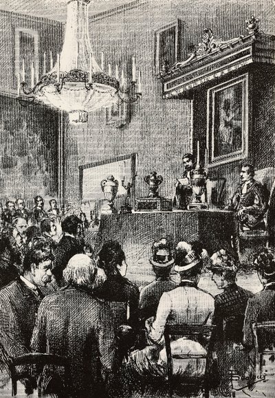 Eleição dos Regentes na República de São Marino, gravura a partir de desenho de Dante Paolocci, de L