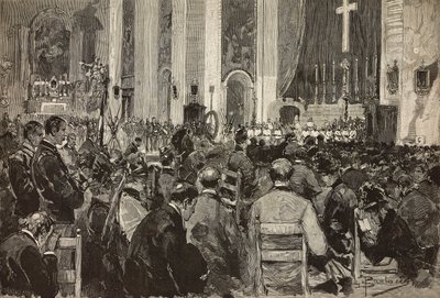 Exéquias dos mortos em Dogali na igreja de Sant Andrea della Valle, Roma, gravura a partir de desenho de Dante Paolocci, de L