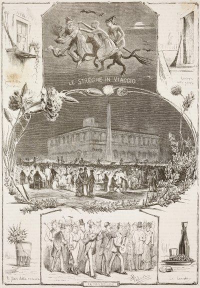 Noite de São João, Roma, Itália, gravura a partir de desenho de Dante Paolocci, de L