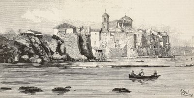 Vista de Nettuno, Itália, gravura a partir de desenho de Dante Paolocci, de L