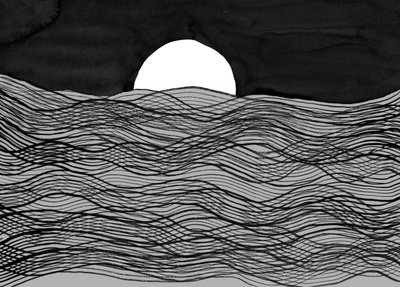 Lua sobre o mar ondulado de Danushka Abeygoda