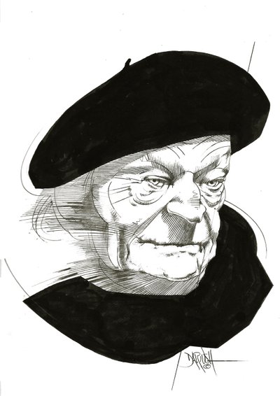 Giuseppe Ungaretti, 2024 (desenho a lápis melhorado digitalmente) de Dariush Radpour