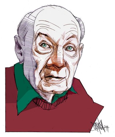 Gustave Thibon, 2014 (desenho digital a lápis de cor) de Dariush Radpour