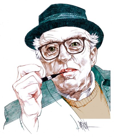 Luigi Malerba, 2020 (desenho digital a lápis de cor) de Dariush Radpour