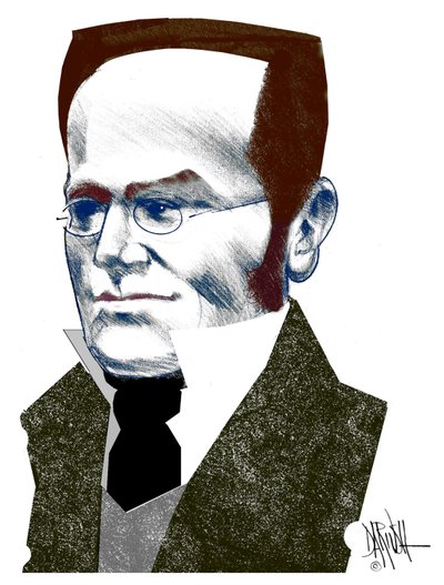 Max Stirner , 2016 (desenho digital a lápis de cor) de Dariush Radpour