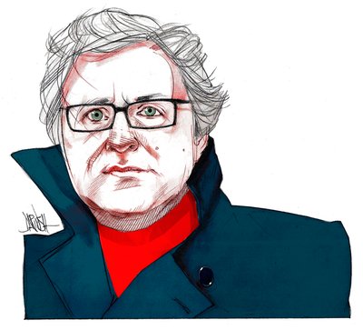 Michel Onfray (desenho digital a lápis de cor) de Dariush Radpour