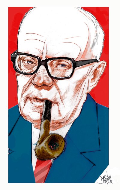 Sandro Pertini, 2022 (desenho digital a lápis de cor) de Dariush Radpour