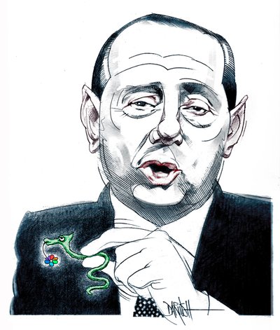 Silvio Berlusconi, 2024 (desenho digital a lápis de cor) de Dariush Radpour
