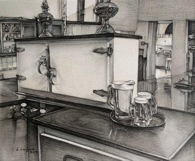 After Hour Drinks, 2019 (lápis sobre papel) de Darrell Windjack