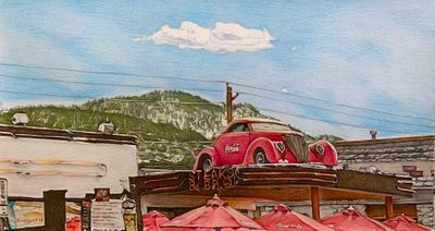 Pitstop on Route 66, 2024 (lápis sobre papel) de Darrell Windjack